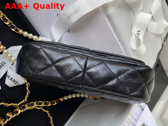 Chanel Mini Flap Bag Calfskin Imitation Pearls Gold Tone Metal Black Ref AS3000 Replica