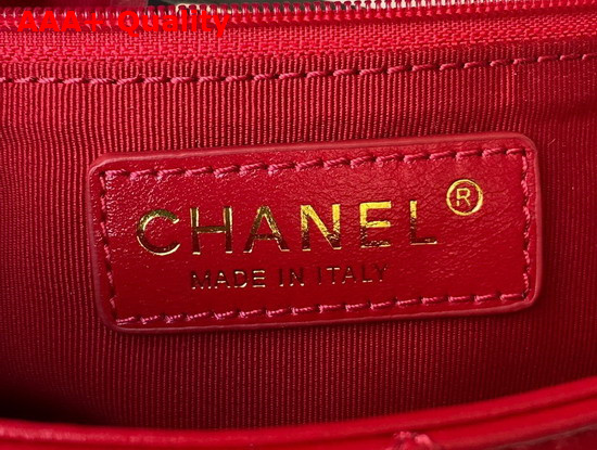 Chanel Mini Flap Bag Calfskin Imitation Pearls Gold Tone Metal Red Ref AS3000 Replica