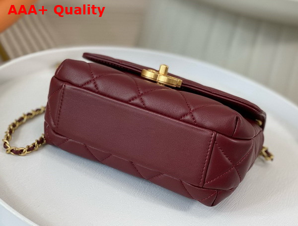 Chanel Mini Flap Bag Dark Red Lambskin Imitation Pearls Gold Tone Metal AS4986 Replica