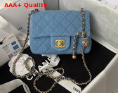 Chanel Mini Flap Bag Denim Gold Tone Metal Blue Ref AS1786 Replica