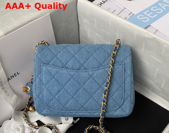 Chanel Mini Flap Bag Denim Gold Tone Metal Blue Ref AS1786 Replica