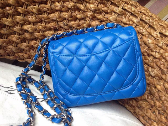 Chanel Mini Flap Bag Electric Blue Silver Hardware for Sale