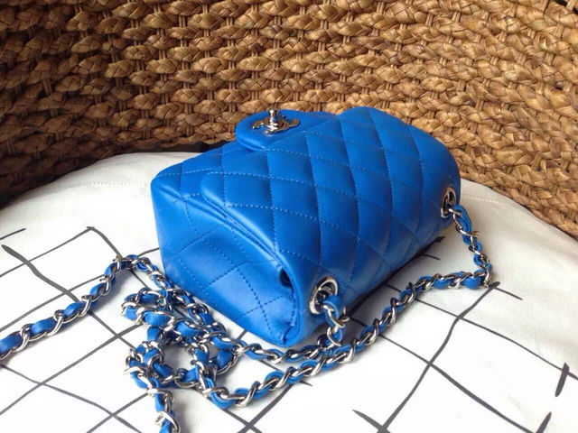 Chanel Mini Flap Bag Electric Blue Silver Hardware for Sale