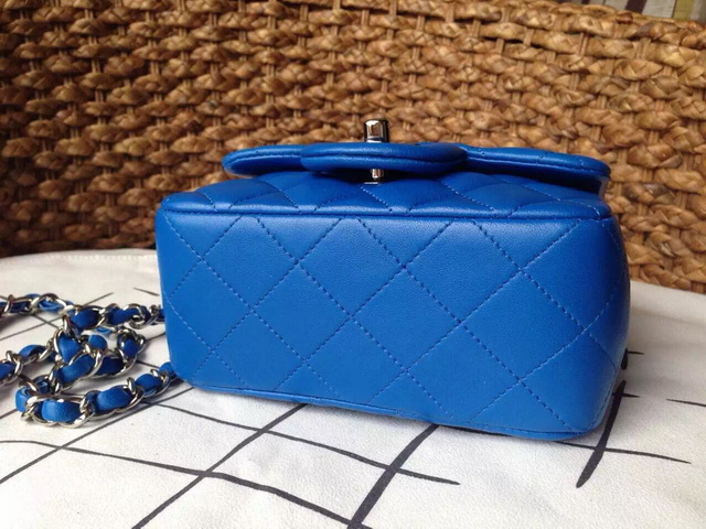 Chanel Mini Flap Bag Electric Blue Silver Hardware for Sale