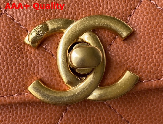 Chanel Mini Flap Bag Grained Calfskin Gold Tone Metal Brown AS2711 Replica