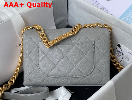 Chanel Mini Flap Bag Grained Calfskin Gold Tone Metal Grey AS2711 Replica