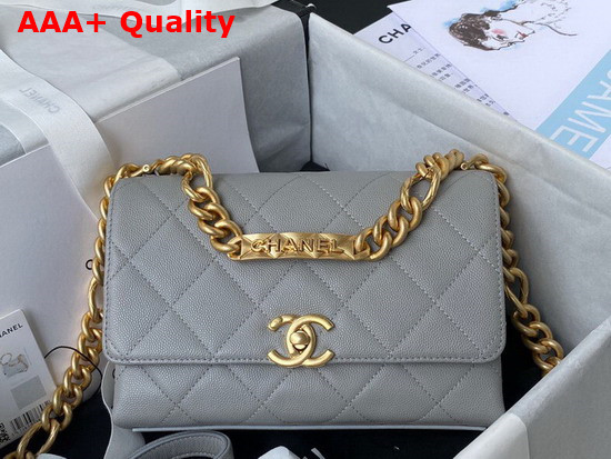 Chanel Mini Flap Bag Grained Calfskin Gold Tone Metal Grey AS2711 Replica