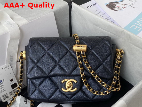 Chanel Mini Flap Bag Iridescent Grained Calfskin Gold Tone Metal Black Ref AS2855 Replica