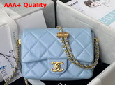 Chanel Mini Flap Bag Iridescent Grained Calfskin Gold Tone Metal Light Blue Ref AS2855 Replica