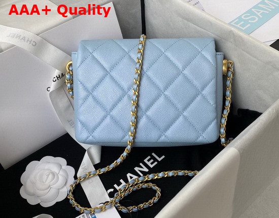 Chanel Mini Flap Bag Iridescent Grained Calfskin Gold Tone Metal Light Blue Ref AS2855 Replica