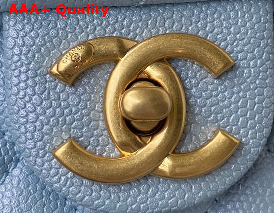 Chanel Mini Flap Bag Iridescent Grained Calfskin Gold Tone Metal Light Blue Ref AS2855 Replica