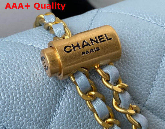 Chanel Mini Flap Bag Iridescent Grained Calfskin Gold Tone Metal Light Blue Ref AS2855 Replica