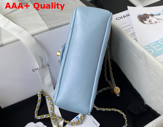 Chanel Mini Flap Bag Iridescent Grained Calfskin Gold Tone Metal Light Blue Ref AS2855 Replica