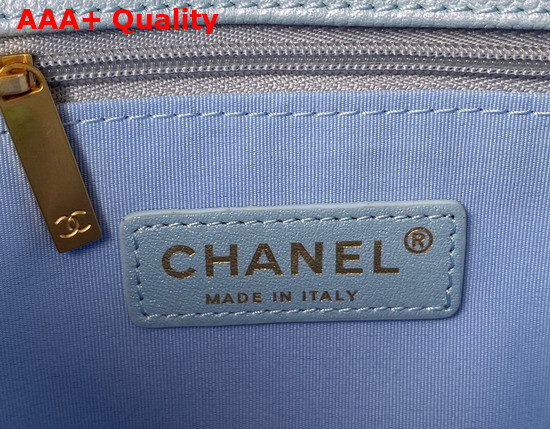 Chanel Mini Flap Bag Iridescent Grained Calfskin Gold Tone Metal Light Blue Ref AS2855 Replica