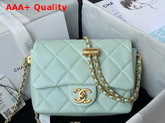 Chanel Mini Flap Bag Iridescent Grained Calfskin Gold Tone Metal Light Green Ref AS2855 Replica