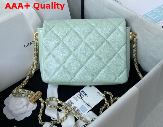 Chanel Mini Flap Bag Iridescent Grained Calfskin Gold Tone Metal Light Green Ref AS2855 Replica