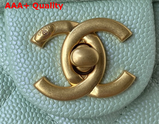 Chanel Mini Flap Bag Iridescent Grained Calfskin Gold Tone Metal Light Green Ref AS2855 Replica