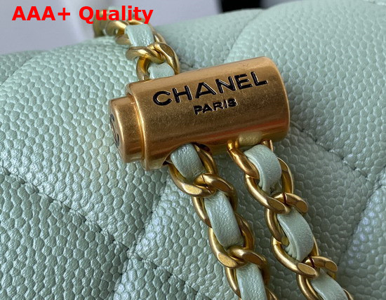 Chanel Mini Flap Bag Iridescent Grained Calfskin Gold Tone Metal Light Green Ref AS2855 Replica