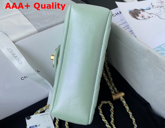 Chanel Mini Flap Bag Iridescent Grained Calfskin Gold Tone Metal Light Green Ref AS2855 Replica