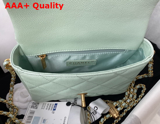 Chanel Mini Flap Bag Iridescent Grained Calfskin Gold Tone Metal Light Green Ref AS2855 Replica