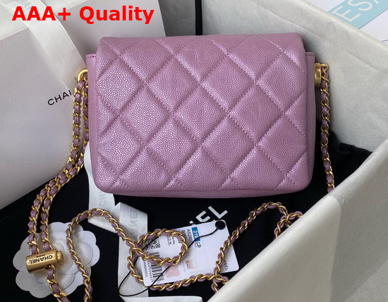 Chanel Mini Flap Bag Iridescent Grained Calfskin Gold Tone Metal Light Purple Ref AS2855 Replica