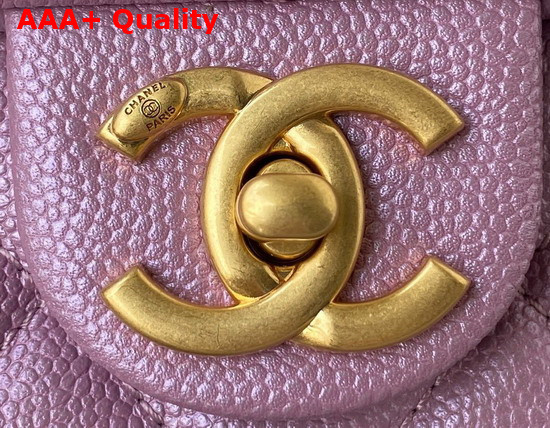 Chanel Mini Flap Bag Iridescent Grained Calfskin Gold Tone Metal Light Purple Ref AS2855 Replica