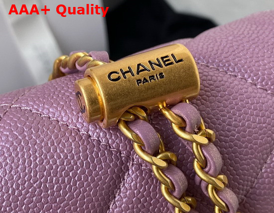 Chanel Mini Flap Bag Iridescent Grained Calfskin Gold Tone Metal Light Purple Ref AS2855 Replica