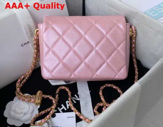 Chanel Mini Flap Bag Iridescent Grained Calfskin Gold Tone Metal Pink Ref AS2855 Replica