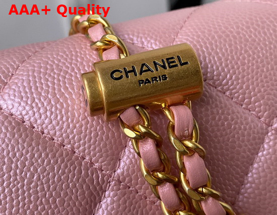 Chanel Mini Flap Bag Iridescent Grained Calfskin Gold Tone Metal Pink Ref AS2855 Replica