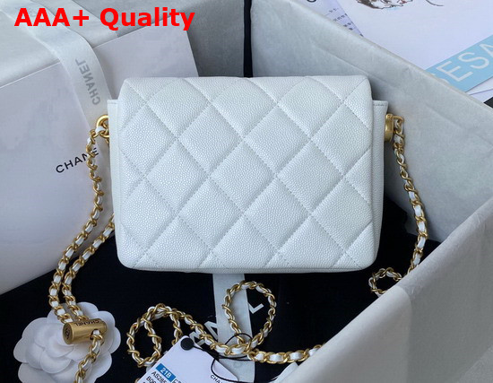 Chanel Mini Flap Bag Iridescent Grained Calfskin Gold Tone Metal White Ref AS2855 Replica