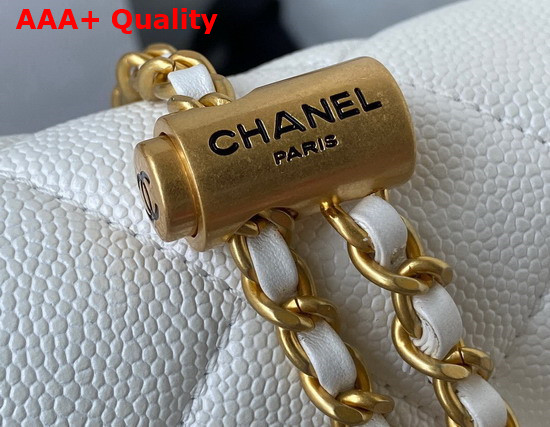 Chanel Mini Flap Bag Iridescent Grained Calfskin Gold Tone Metal White Ref AS2855 Replica