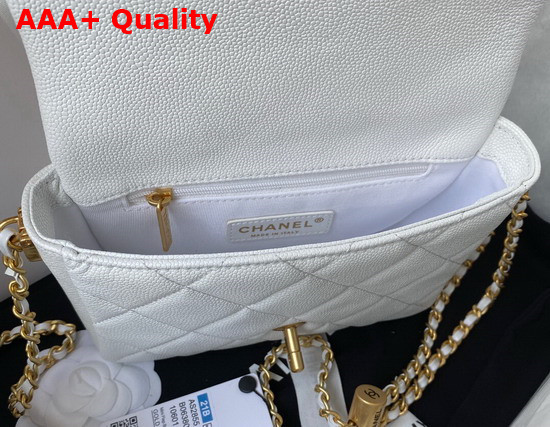 Chanel Mini Flap Bag Iridescent Grained Calfskin Gold Tone Metal White Ref AS2855 Replica