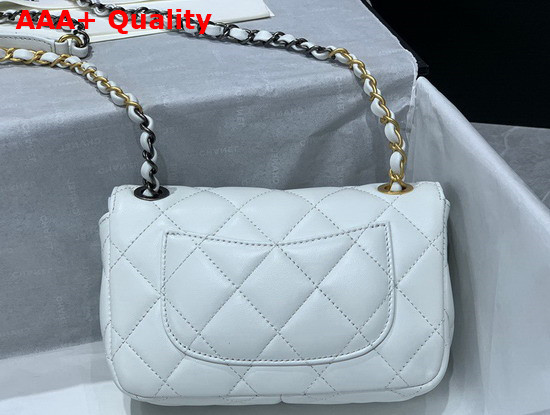 Chanel Mini Flap Bag Lambskin Glass Pearls Imitation Pearls Strass Gold Silver Ruthenium Finish Metal White Ref AS2978 Replica