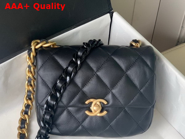 Chanel Mini Flap Bag Lambskin Gold Tone Lacquered Metal Black Ref AS3205 Replica