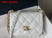 Chanel Mini Flap Bag Lambskin Gold Tone Lacquered Metal White Ref AS3205 Replica