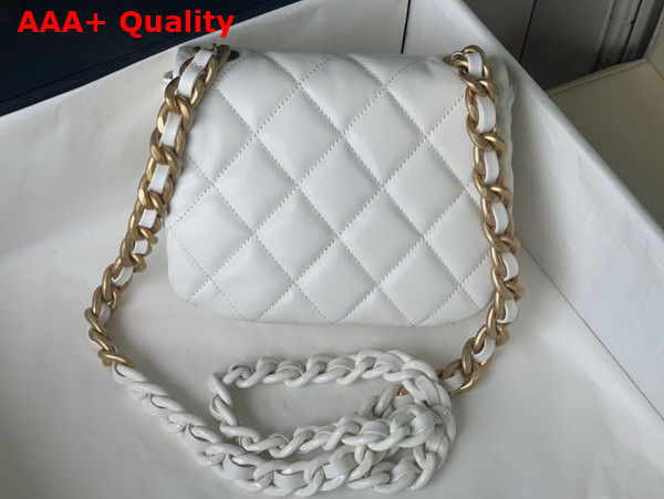 Chanel Mini Flap Bag Lambskin Gold Tone Lacquered Metal White Ref AS3205 Replica