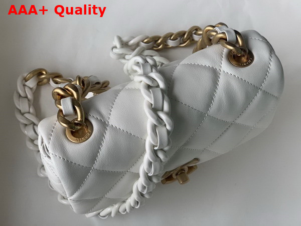 Chanel Mini Flap Bag Lambskin Gold Tone Lacquered Metal White Ref AS3205 Replica