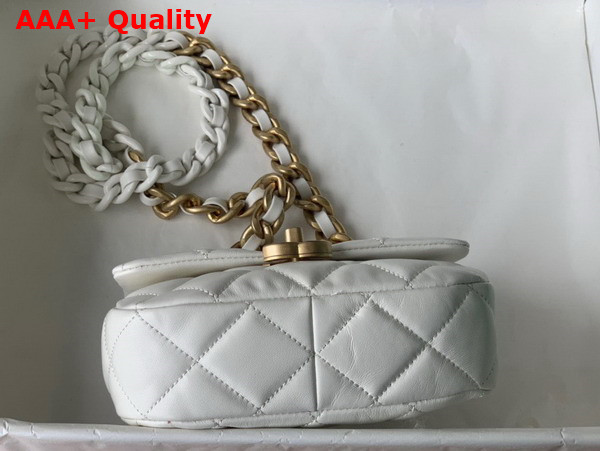 Chanel Mini Flap Bag Lambskin Gold Tone Lacquered Metal White Ref AS3205 Replica