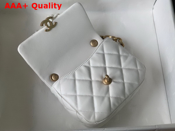 Chanel Mini Flap Bag Lambskin Gold Tone Lacquered Metal White Ref AS3205 Replica