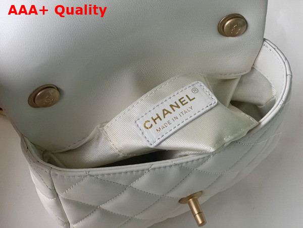 Chanel Mini Flap Bag Lambskin Gold Tone Lacquered Metal White Ref AS3205 Replica