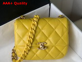 Chanel Mini Flap Bag Lambskin Gold Tone Lacquered Metal Yellow Ref AS3205 Replica