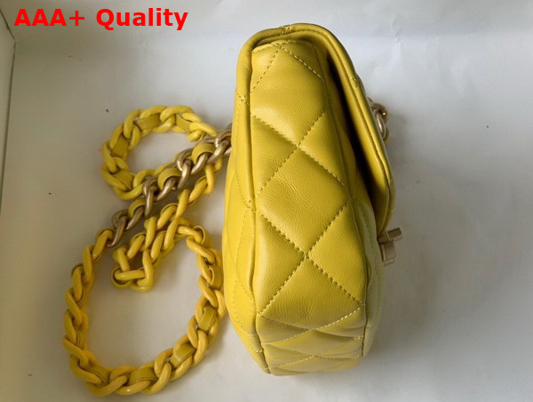 Chanel Mini Flap Bag Lambskin Gold Tone Lacquered Metal Yellow Ref AS3205 Replica