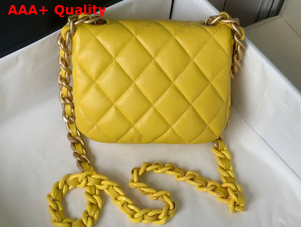 Chanel Mini Flap Bag Lambskin Gold Tone Lacquered Metal Yellow Ref AS3205 Replica