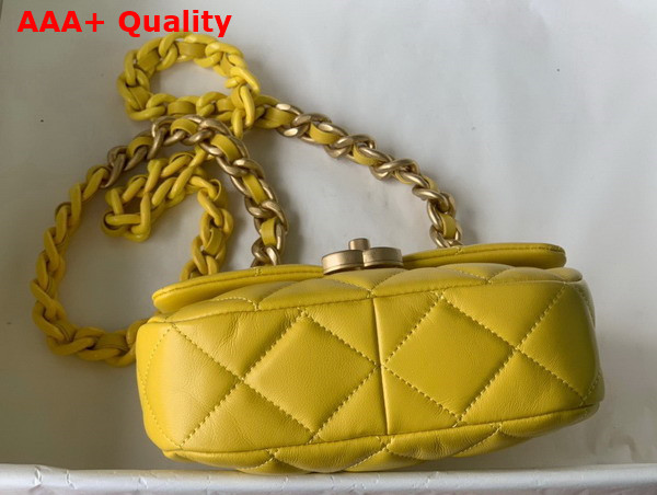 Chanel Mini Flap Bag Lambskin Gold Tone Lacquered Metal Yellow Ref AS3205 Replica