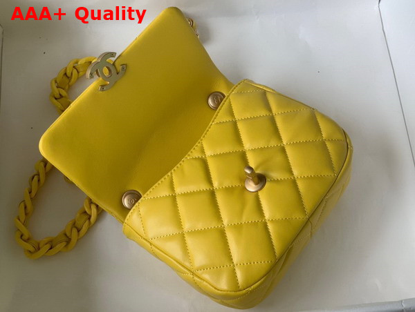 Chanel Mini Flap Bag Lambskin Gold Tone Lacquered Metal Yellow Ref AS3205 Replica