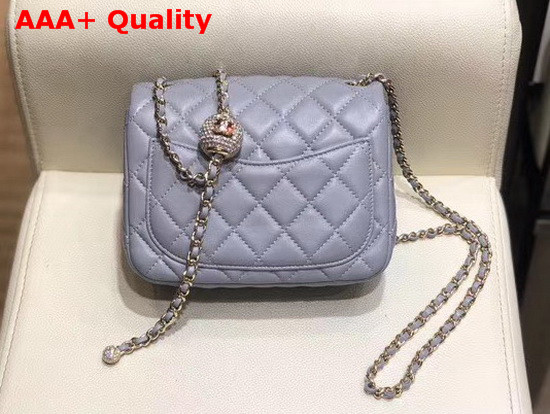 Chanel Mini Flap Bag Lambskin Gold Tone Metal Light Gray AS1786 Replica