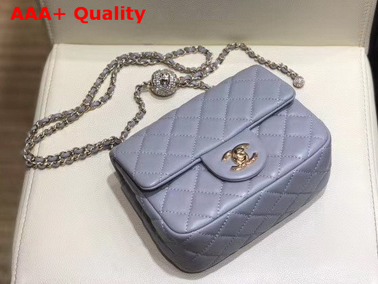 Chanel Mini Flap Bag Lambskin Gold Tone Metal Light Gray AS1786 Replica