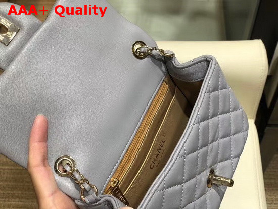 Chanel Mini Flap Bag Lambskin Gold Tone Metal Light Gray AS1786 Replica