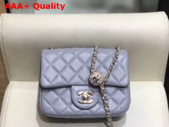 Chanel Mini Flap Bag Lambskin Gold Tone Metal Light Gray AS1786 Replica