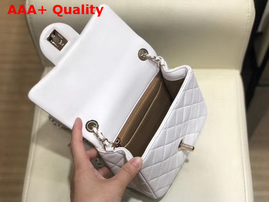 Chanel Mini Flap Bag Lambskin Gold Tone Metal White AS1786 Replica